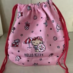 日焼けHELLO KITTY 巾着袋 ピンク サマーデザイン　ガシャポンのサムネイル