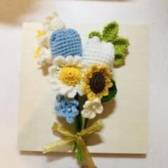 枯れない花束　枯れない花　ニットフラワー　毛糸の花束チューリップ ブルー⑤のサムネイル