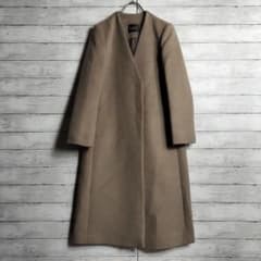 VERMEIL par iena ノーカラーワイドベルベットコート【定価5.9万 VERMEIL par ienaノーカラースーパーアンゴラビーバーVネック