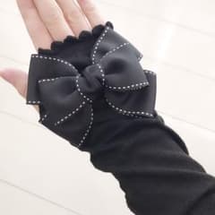 アームカバー　ハンドメイド　ブラックステッチリボンのサムネイル