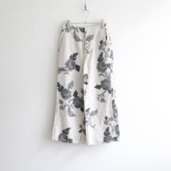 現行品 CABaN モノトーンフラワープリント フレアパンツ XS ボタニカル