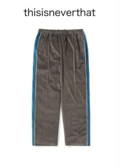 thisisneverthat ベロアパンツ ブラウン　ブルーライン　ネバザ　L