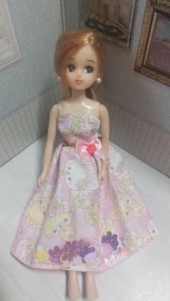ハンドメイド チュールワンピース ピンクアニマル リカちゃんサイズのサムネイル