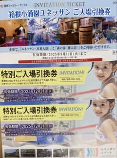 ユネッサン 入場引換券 3枚のサムネイル