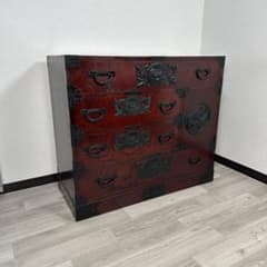 欅産業製 牡丹金具 仙台箪笥 衣装箪笥 時代箪笥 うるし塗り 鍵2本 i4