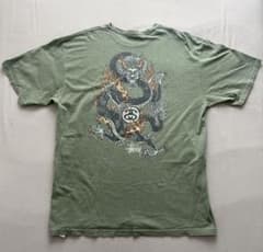 Stussy 復刻 ドラゴン 龍 カーキ XL メキシコ製 Tシャツ フェードのサムネイル