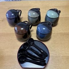 茶色 蓋つき煮物椀 スプーン付き 5個セット 蓋つき煮物椀5個とスプーンセット 茶碗蒸し スープ - メルカリ