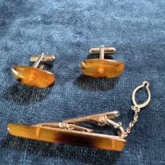 琥珀調 カフスボタン ネクタイピン セットのサムネイル