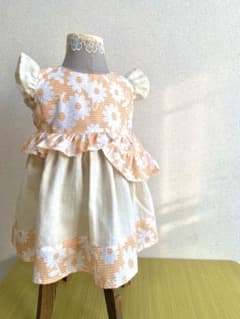 ハンドメイド【80サイズ】花柄ダブルガーゼワンピースのサムネイル