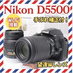 遠くも撮れる望遠レンズ✨Nikon D5500✨Wi-Fi機能✨卒業式 Wi-Fi搭載❤️Nikon D5500❤️望遠Wレンズセット✨一眼レフ✨ニコン