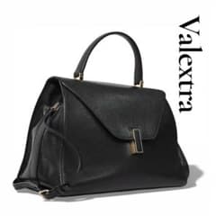 美品】ヴァレクストラ ブラックレザー ショルダーバッグ イジィデ 