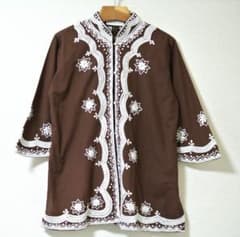 Mr.B ブラウン刺繍五分袖シャツ　vintage　古着　lasvegasのサムネイル