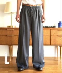 CamphorWood 2タックワイドバギーフレアスラックス L グレー 美品