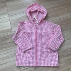ピンクチェック柄フード付きアウター　80 女の子のサムネイル