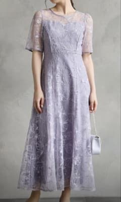 AIMER ビオラモチーフスパンコール刺繍ドレス L ラベンダー 新品タグ
