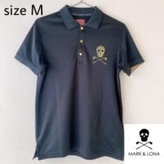 MARK&LONA マークアンドロナ スカル ポロシャツ M 黒 半袖 ゴルフ