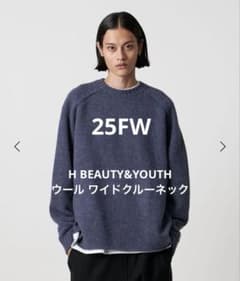 H BEAUTY&YOUTH スポンディッシュ ウール ワイドクルーネック - メルカリ