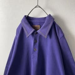 ヴィンテージ　used 古着　ゆるだぼスウェット　パープル　襟付き　刺繍ロゴのサムネイル