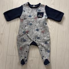 ベビー ロンパース くま柄 70cm 長袖　裏起毛　西松屋のサムネイル