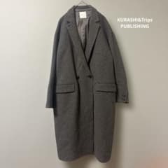 未使用✨北欧暮らしの道具店　3WAYアレンジ襟のかろやかチェスターコート　グレー 冬のお出かけも私らしく」3WAYアレンジ襟のかろやかチェスターコート