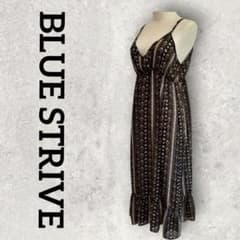 BLUE STRIVE キャミソールワンピース 花柄 ロング丈 (L) ブラウン