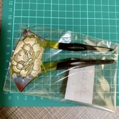 べっ甲風 かんざし 牡丹 ぼたん 金彩蒔絵調 和装髪飾り バチ型 簪 美品のサムネイル