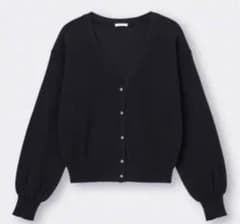 Ｖネック長袖カーディガン　BLACKのサムネイル