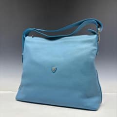 美品【シャンボールセリエ本物】ショルダーバッグ/レザー/牛革/ブルー 