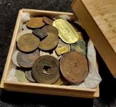 小判二朱金穴銭銅銭銀貨雑銭色々まとめて 桐箱おまけ お宝探し日本一朱
