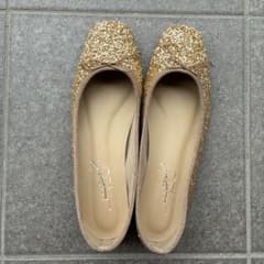 グリッターゴールドフラットシューズ 24cmのサムネイル