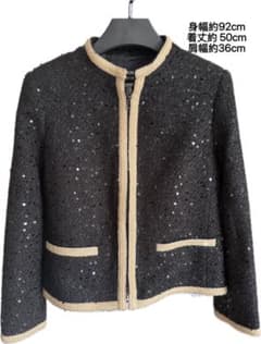CHANEL UNIFORM ノーカラージャケット スパンコール装飾 36のサムネイル
