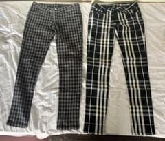 レディース パンツ 2本セット チェック柄　Sのサムネイル
