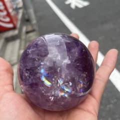 売り切りセール！本物の アメジスト 丸玉 スフィア7.6cm 609g 激濃紫