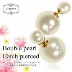 パール ピアス 大粒 ダブルキャッチ レディースのサムネイル