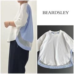 BEARDSLEY ビアズリー ストライプコンビカットソー ホワイト シャツ