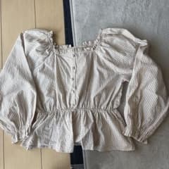 ベージュ系チェックフリルシャツのサムネイル