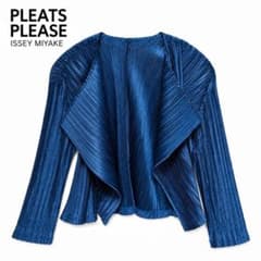 美品 PLEATS PLEASE ISSEY MIYAKE カーディガン ブルー - メルカリ