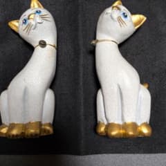 猫の置物 2体セット クラック塗装 ゴールドアクセントのサムネイル