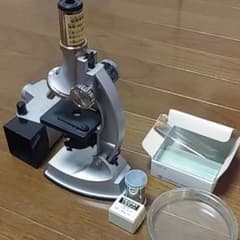 顕微鏡　箱なし　シャーレ　試験管　プレパラート付きのサムネイル