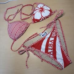 ALBA ROSA 水着 赤白 ハイビスカス ロゴ柄 平成ギャル Y2K 当時物