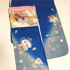 中古品 振袖 着物 成人式 ふりそで 青のサムネイル