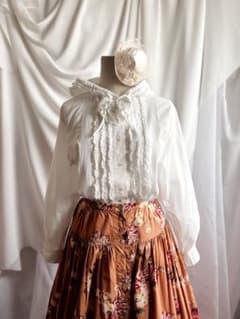 ピンクハウス ブラウス フード 白 ホワイト ピンタック リボン