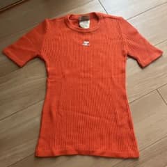Courreges カシミヤ半袖ニット Courrèges オレンジ 半袖ニット サイズ0 コットン クレージュ
