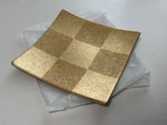 箔一　市松模様 ゴールド角皿のサムネイル