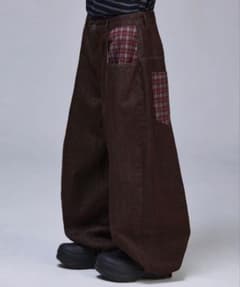 SCALLYWAG ポイントチェックノンフェイドデニムパンツ ブラウンのサムネイル