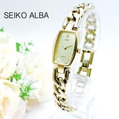 가동품 SEIKO 아루바 키헤이 체인 여성 시계 골드 토노