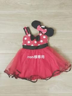 【ミニーちゃん風ワンピース　ヘアバンドセット】のサムネイル