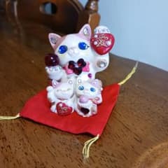 招き猫 親子 置物 陶器製のサムネイル