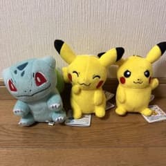 紙タグ付き】ポケモン ぬいぐるみ 3点セット（ピカチュウ2種