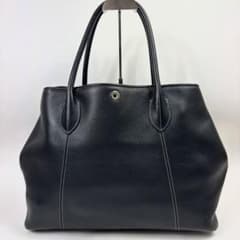 美品✨ユナイテッドアローズ 通勤　紺色 大容量 A4可 本革 シボ トートバッグ バッグ